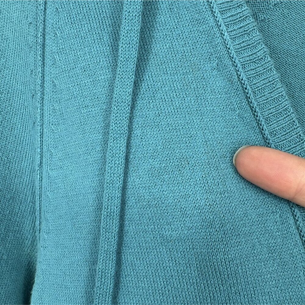 American Eagle Outfitters Women's V-Neck Hooded Sweater M Teal Logo Y2k Preppy - Picture 10 of 12